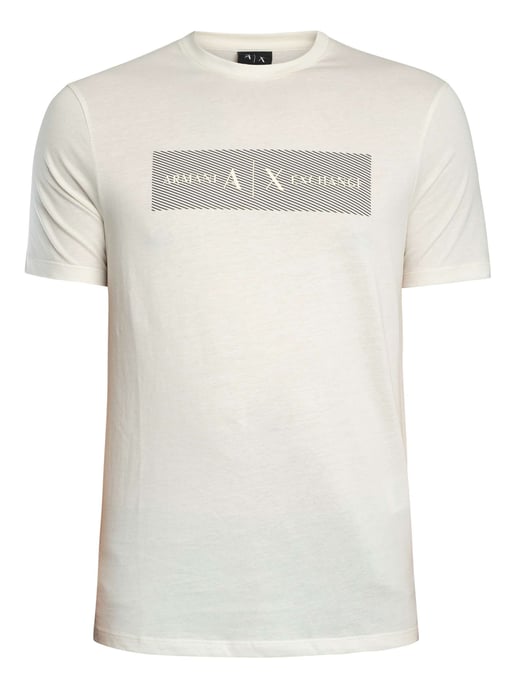 Armani Exchange Streifen-Logo-T-Shirt, Beige - Image 5