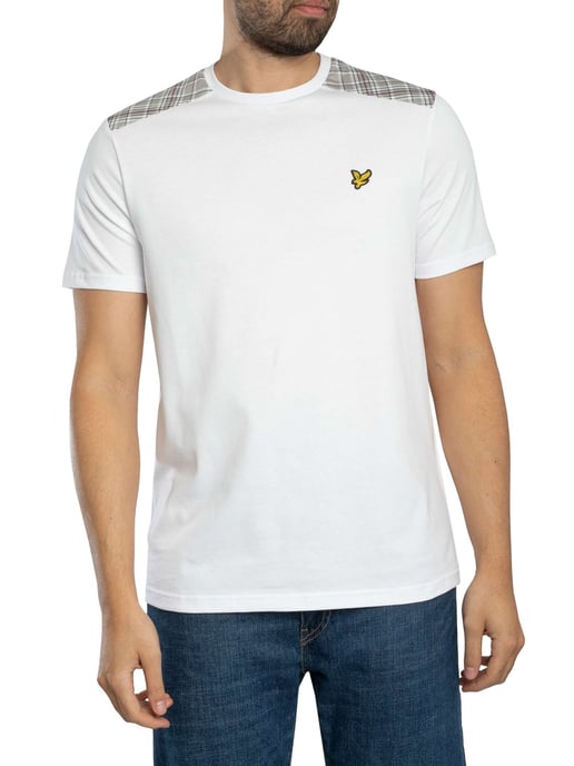 Lyle & Scott Kariertes T-Shirt Mit Einsätzen, Weiß - Image 1
