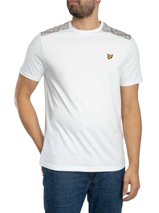 Lyle & Scott Kariertes T-Shirt Mit Einsätzen, Weiß - Image 2