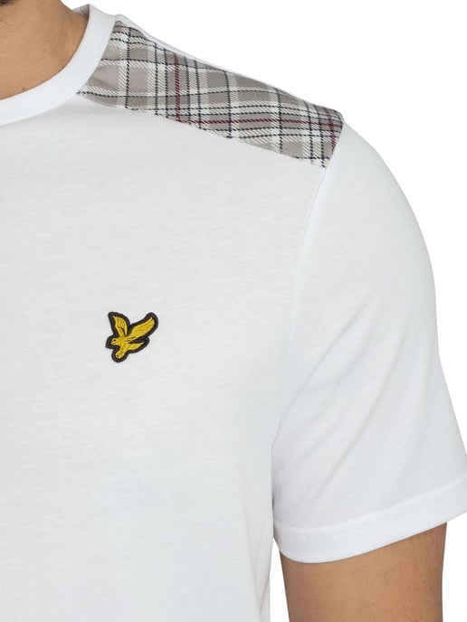 Lyle & Scott Kariertes T-Shirt Mit Einsätzen, Weiß - Image 4