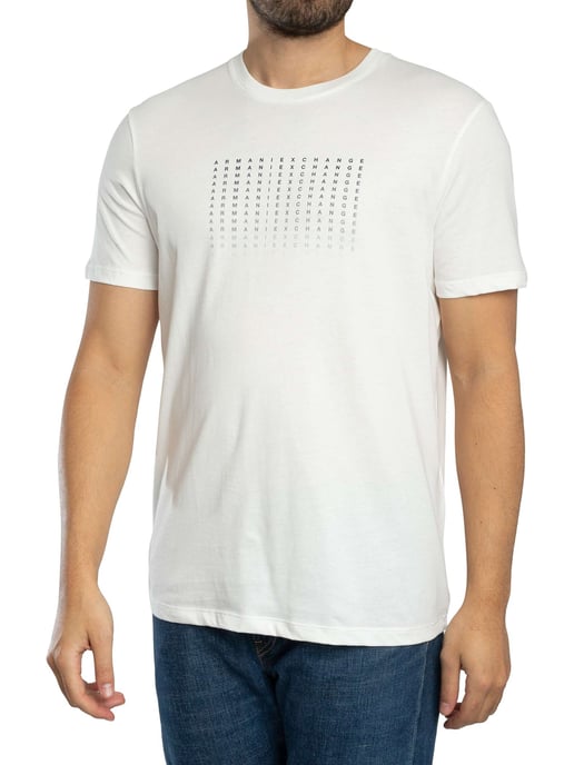 Armani Exchange Slim Brand Repeat Graphic T-Shirt, Weiß - Image 1