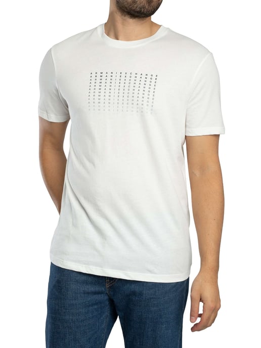 Armani Exchange Slim Brand Repeat Graphic T-Shirt, Weiß - Image 2