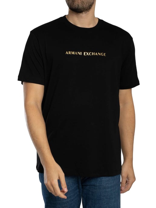 Armani Exchange Zentrales Logo T-Shirt, Schwarz - Image 1