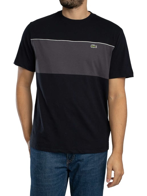 Lacoste Farbblock-Baumwoll-T-Shirt, Schwarz - Image 1