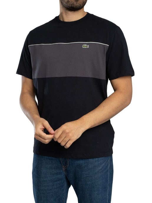 Lacoste Farbblock-Baumwoll-T-Shirt, Schwarz - Image 2