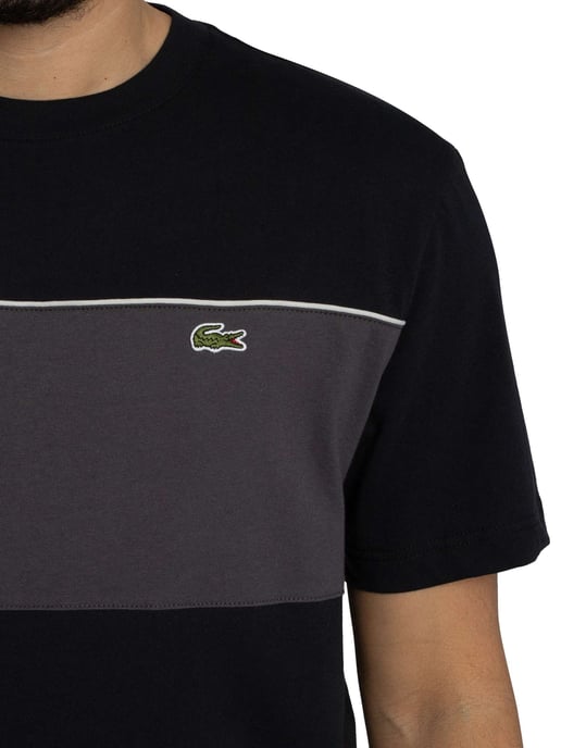 Lacoste Farbblock-Baumwoll-T-Shirt, Schwarz - Image 4