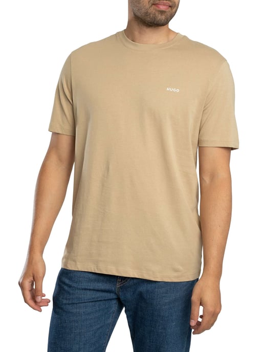 HUGO Dero222 Logo T-Shirt, Beige - Image 2