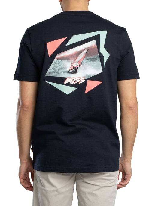 BOSS Te Movement Rückengrafik-T-Shirt, Blau - Image 3