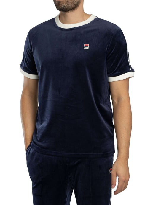 Fila Basilio Velours-T-Shirt, Blau - Image 2