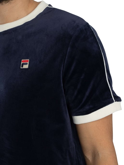 Fila Basilio Velours-T-Shirt, Blau - Image 4