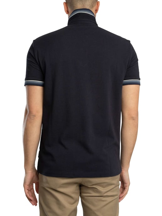Armani Exchange Schmal Geschnittenes Poloshirt Mit Streifenkragen, Blau - Image 3