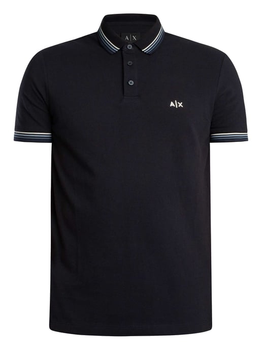 Armani Exchange Schmal Geschnittenes Poloshirt Mit Streifenkragen, Blau - Image 5
