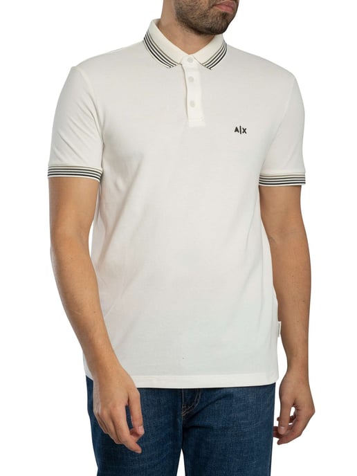 Armani Exchange Schmal Geschnittenes Poloshirt Mit Streifenkragen, Weiß - Image 2