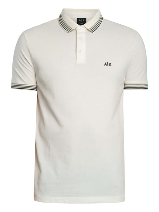 Armani Exchange Schmal Geschnittenes Poloshirt Mit Streifenkragen, Weiß - Image 6
