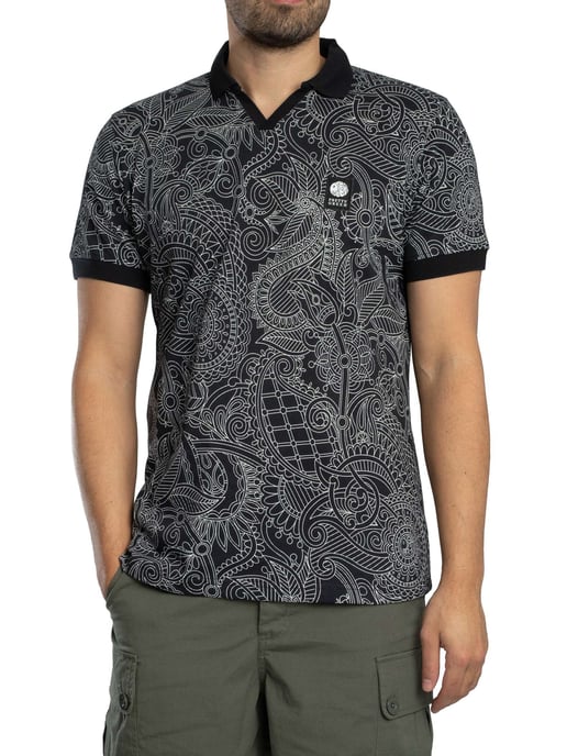 Pretty Green Resonance Linear Poloshirt, Schwarz - Image 2