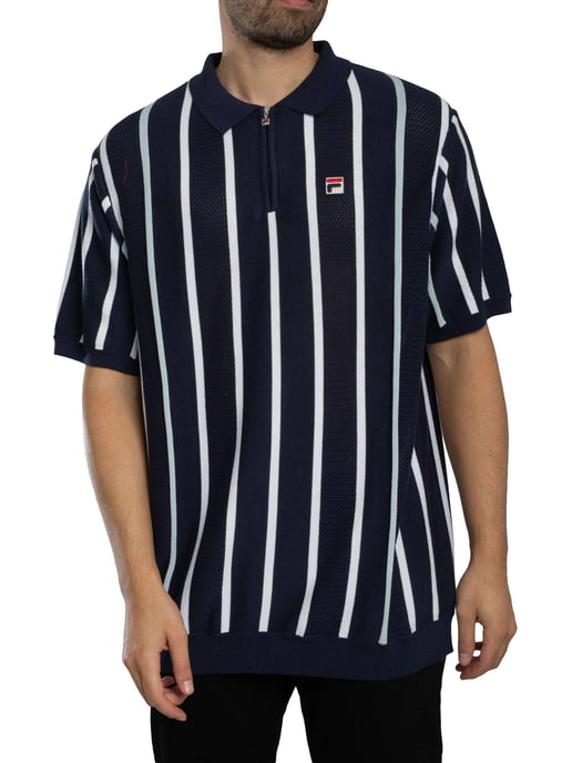 Fila Giorgio Patchwork-Strickpolohemd, Blau - Image 1