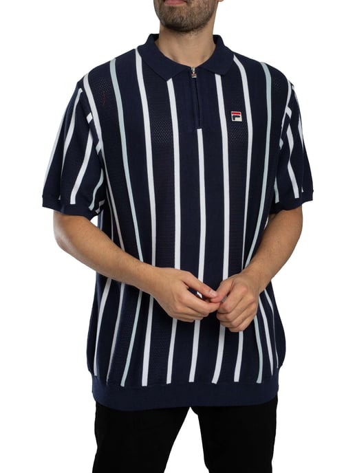 Fila Giorgio Patchwork-Strickpolohemd, Blau - Image 2