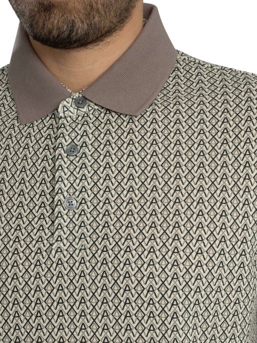 Armani Exchange Poloshirt Mit Allover-Print, Beige - Image 4