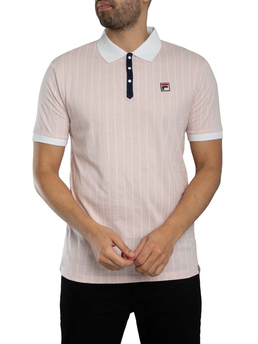 Fila Klassisches Gestreiftes Vintage-Poloshirt, Rosa - Image 2