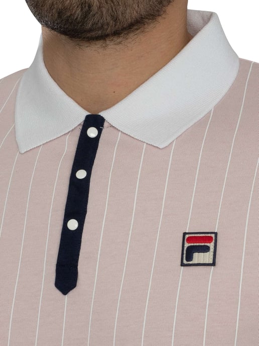 Fila Klassisches Gestreiftes Vintage-Poloshirt, Rosa - Image 4