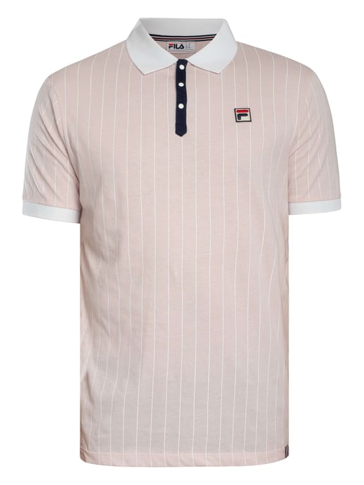 Fila Klassisches Gestreiftes Vintage-Poloshirt, Rosa - Image 6