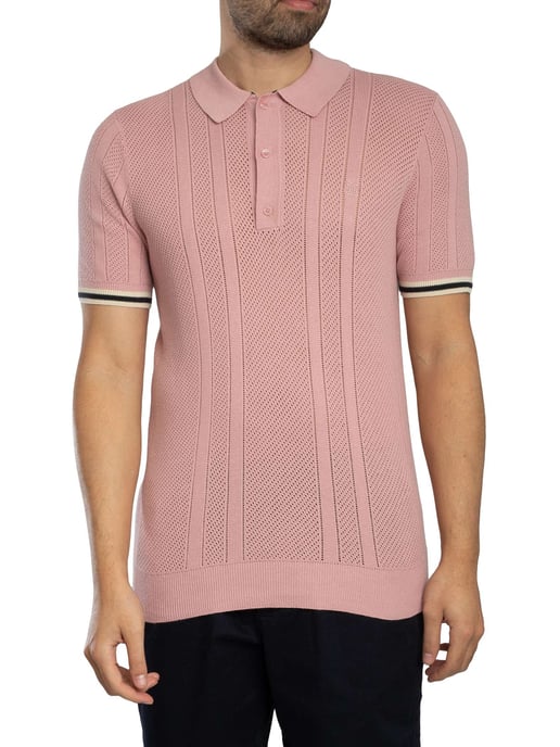 Superdry Poloshirt Mit Strickstruktur, Rosa - Image 1