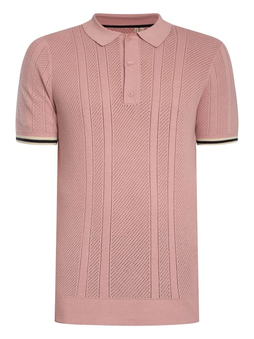 Superdry Poloshirt Mit Strickstruktur, Rosa - Image 5