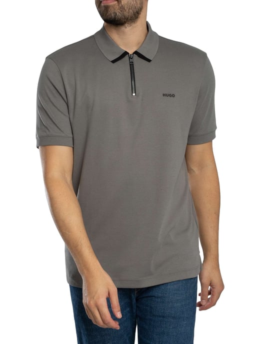HUGO Dalomin Zip Poloshirt, Grau - Image 2