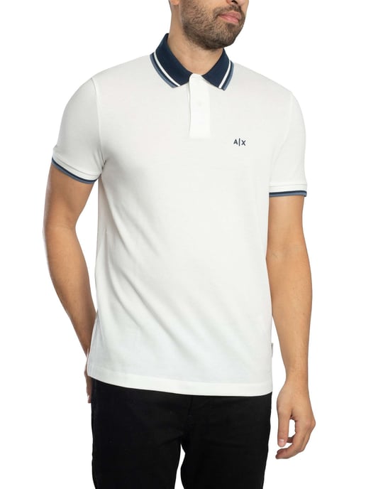 Armani Exchange Schmal Geschnittenes Poloshirt Mit Kontrastkragen, Weiß - Image 2