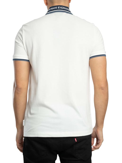 Armani Exchange Schmal Geschnittenes Poloshirt Mit Kontrastkragen, Weiß - Image 3