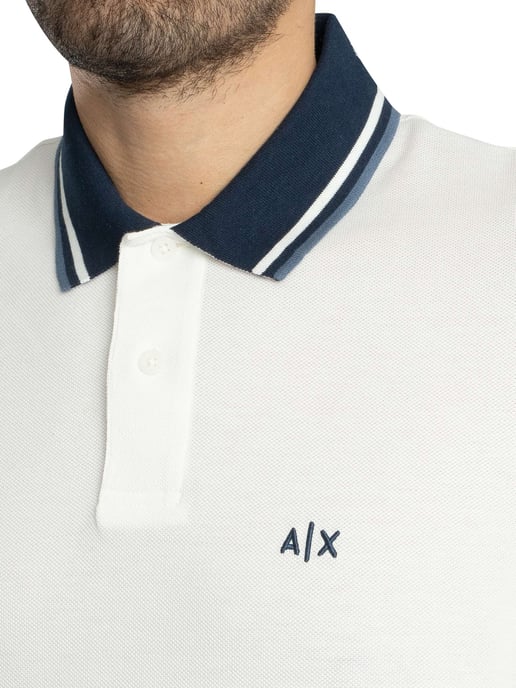 Armani Exchange Schmal Geschnittenes Poloshirt Mit Kontrastkragen, Weiß - Image 4