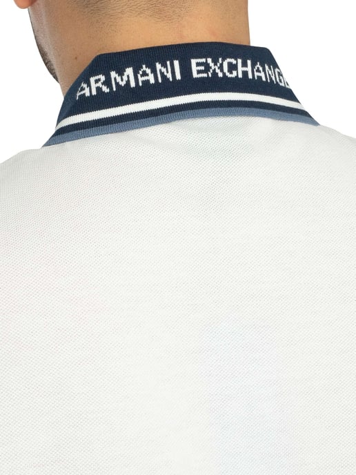Armani Exchange Schmal Geschnittenes Poloshirt Mit Kontrastkragen, Weiß - Image 5