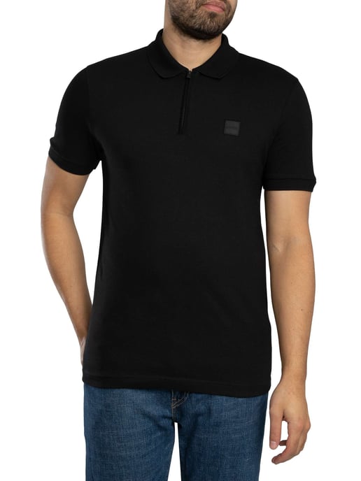 BOSS Passer Zip Polohemd, Schwarz - Image 2