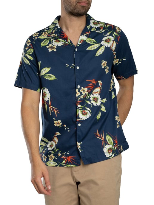 Superdry Kurzärmliges Hemd Mit Hawaii-Print, Blau - Image 1