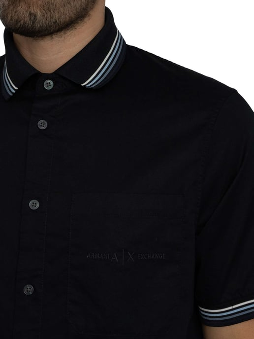 Armani Exchange Kurzarmhemd Mit Logo Auf Der Brusttasche, Blau - Image 4