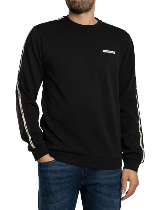 EA7 Marken-Rippsweatshirt, Schwarz - Image 1