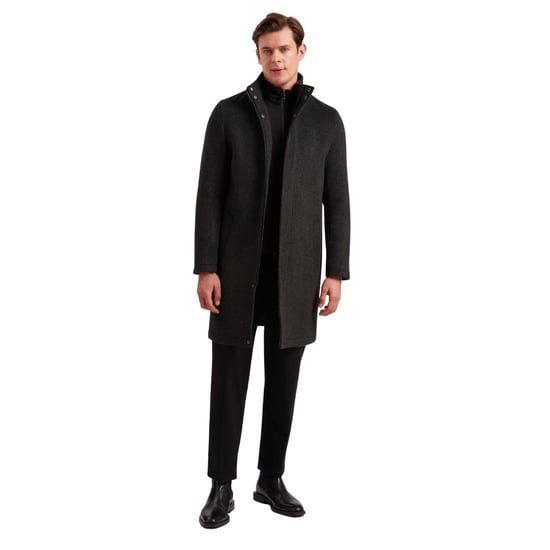 Ted Baker Ederson Wollmischung, Grauer Mantel Mit Stehkragen - Image 3