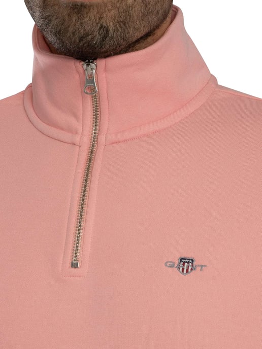 GANT Sweatshirt Mit 1/4-Reißverschluss Und Regulärem Schild, Rosa - Image 4