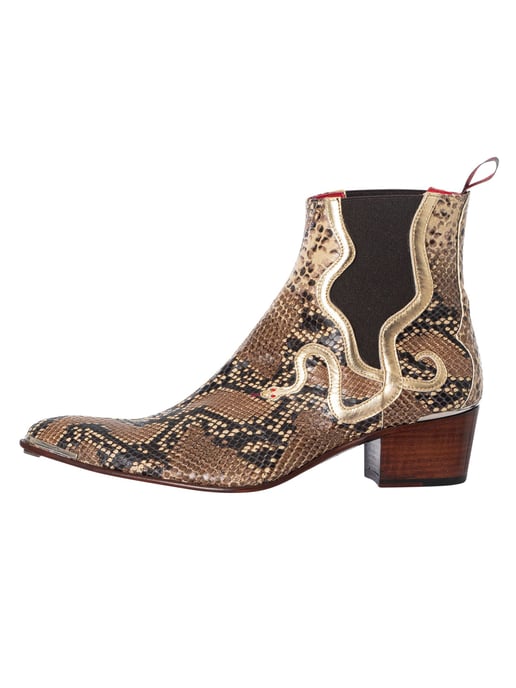 Jeffery West Bedruckte Chelsea-Stiefel Mit Schlangenmuster, Beige - Image 2