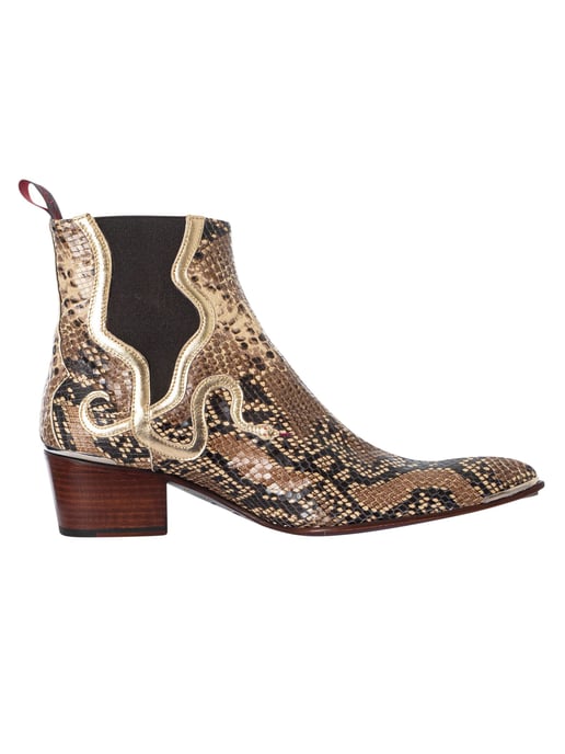 Jeffery West Bedruckte Chelsea-Stiefel Mit Schlangenmuster, Beige - Image 3