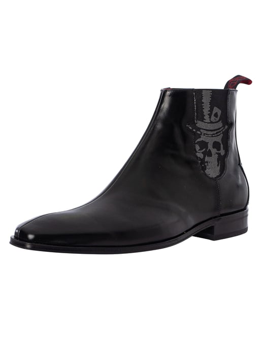 Jeffery West Totenkopf-Chelsea-Stiefel Aus Poliertem Leder, Schwarz - Image 1