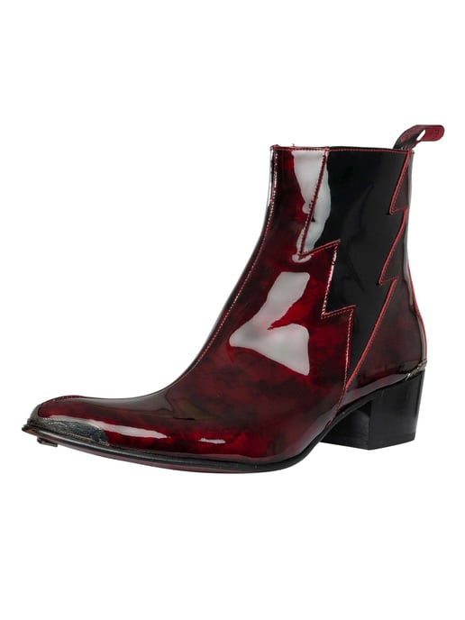 Jeffery West Lightning Zip Chelsea Boots Aus Leder, Rot - Image 1