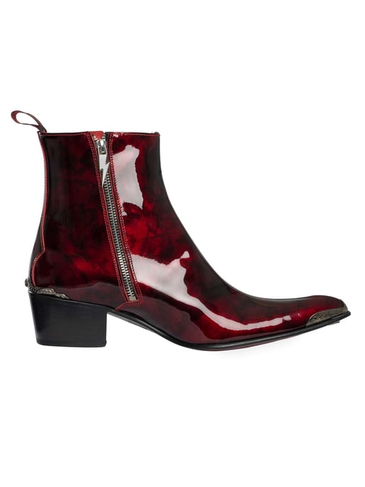Jeffery West Lightning Zip Chelsea Boots Aus Leder, Rot - Image 3