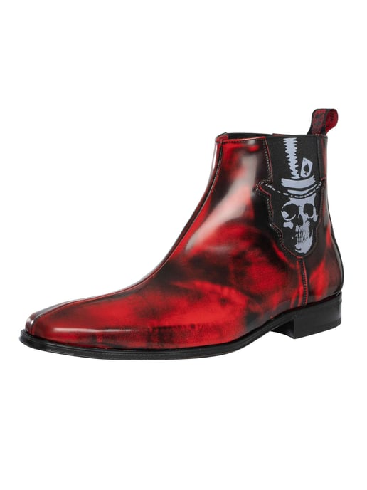 Jeffery West Totenkopf-Chelsea-Stiefel Aus Poliertem Leder, Rot - Image 1