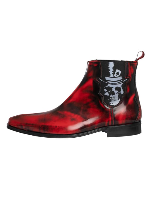 Jeffery West Totenkopf-Chelsea-Stiefel Aus Poliertem Leder, Rot - Image 2