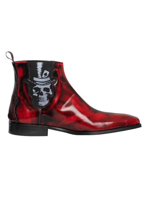 Jeffery West Totenkopf-Chelsea-Stiefel Aus Poliertem Leder, Rot - Image 3