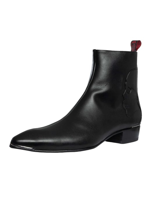 Jeffery West Chelsea Boots Aus Leder Mit Totenkopf-Reißverschluss, Schwarz - Image 1
