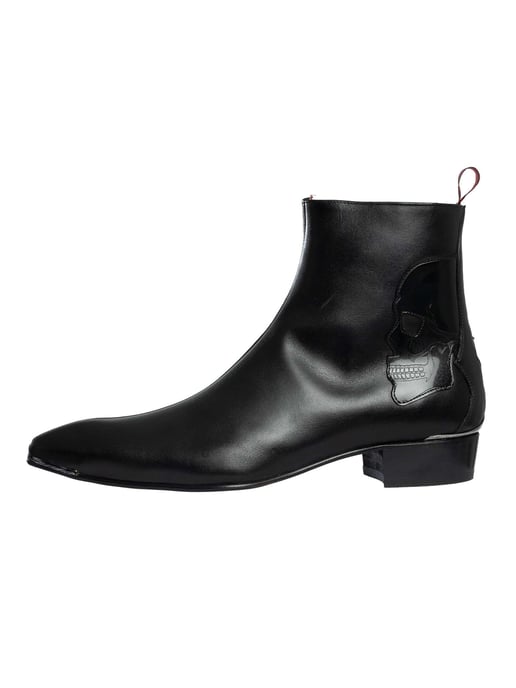 Jeffery West Chelsea Boots Aus Leder Mit Totenkopf-Reißverschluss, Schwarz - Image 2