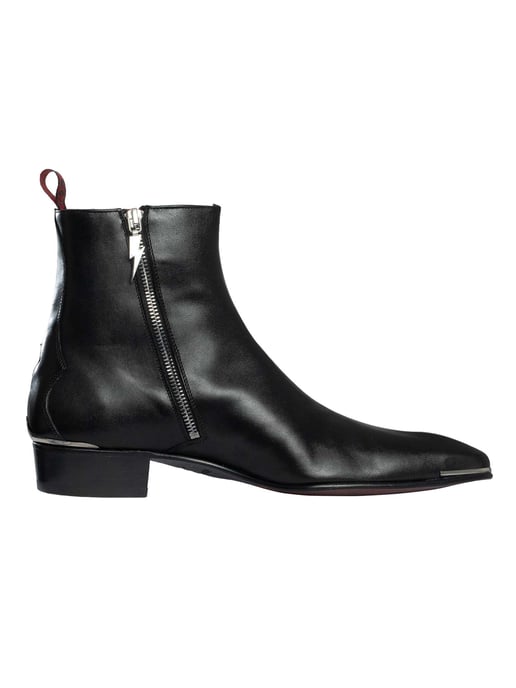 Jeffery West Chelsea Boots Aus Leder Mit Totenkopf-Reißverschluss, Schwarz - Image 3