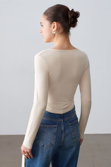 Damen Crop-Wrap-Bluse mit Bindeband - Image 2